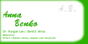 anna benko business card
