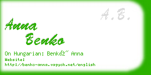 anna benko business card